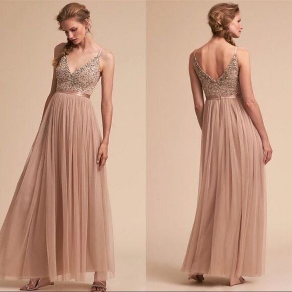 BHLDN - Avery Beaded Sequin Tulle Bridesmaid Special Occasion Dress - Picture 1 of 12